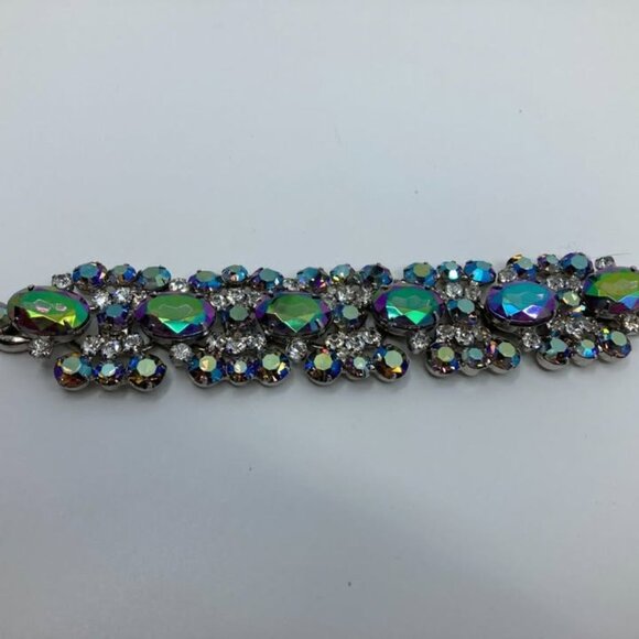 Vtg 1960s JULIANA blue/green borealis rhinestone crystal bracelet - Picture 1 of 4